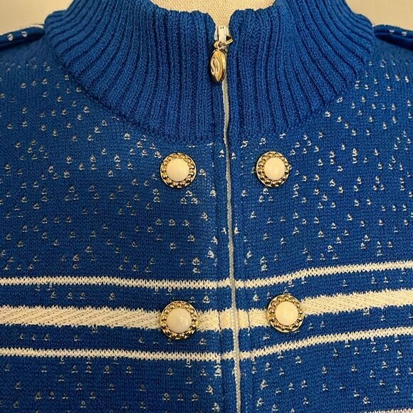 Vintage ST. John Blue Man Made Zipper Closure Vest - Picture 7 of 9